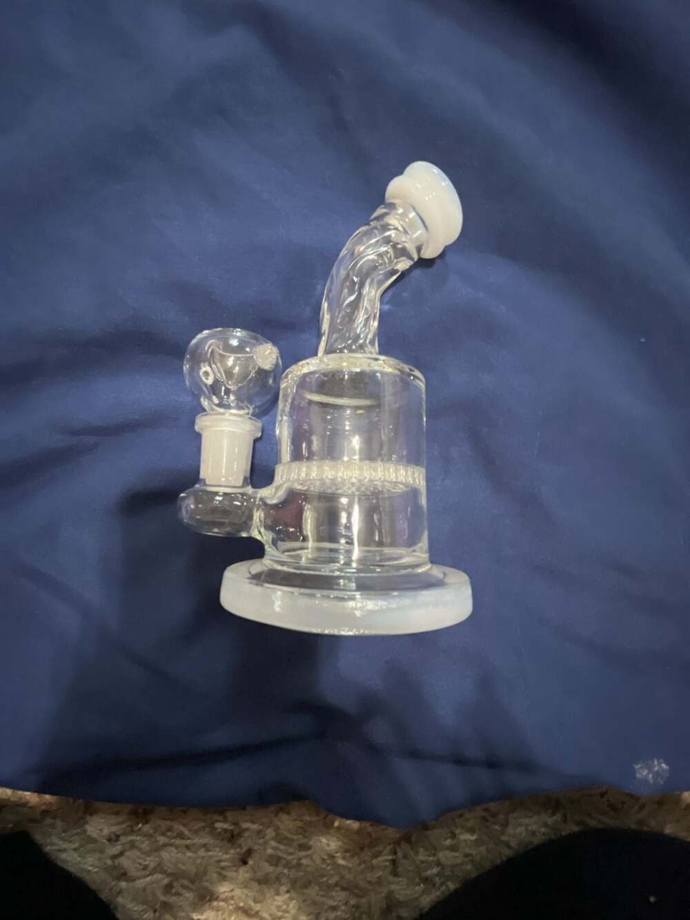 Glass Water Piece with Honeycomb Percolator and Bent Neck
